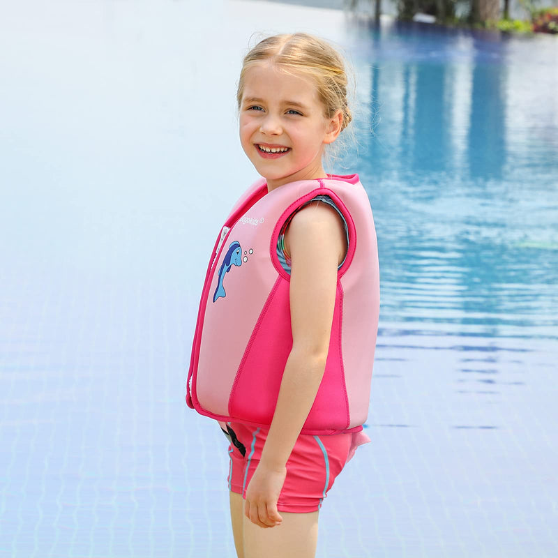 Gogokids Kids Swim Jacket Float Vest Swimsuit - Boys Girls Children Neoprene Swimwear Buoyancy Jacket Floating Suit Small Pink - BeesActive Australia