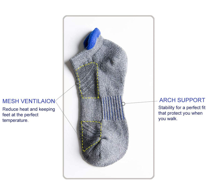 HaloYIYI Mens Ankle Athletic Moisture Wicking Cushion Low Cut Tab Socks,4 Pairs 6-11 Navy Blue - BeesActive Australia