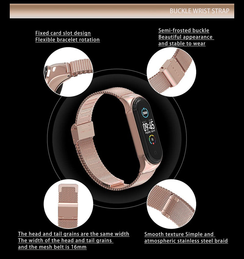 3Chome Strap for Xiaomi Mi Band 6 Mi Band 5 - Replacement Strap for Band 4/Mi Band 3 Smart Band Watch Strap Wristband Bracelet Rose Gold - BeesActive Australia