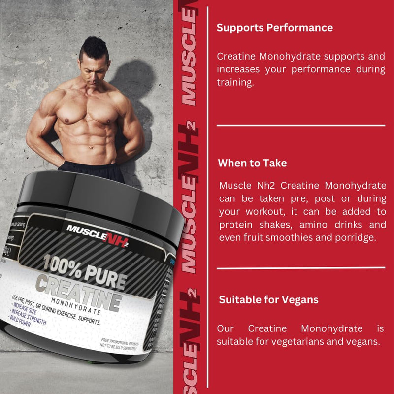 Muscle NH2 100% Pure Creatine Monohydrate Powder Supports Increase Size Strength and Physical Performance, Unflavoured, 200g, 40 Servings (Pack of 1) - BeesActive Australia