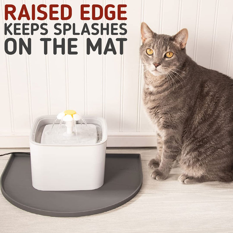 Leashboss Fountain Mat, Silicone Water Mat Designed for Pet Fountains, Dog Gravity Water Bowls, Automatic Dispensing Cat Feeders Small - 14 x 12 Inches Gray - BeesActive Australia