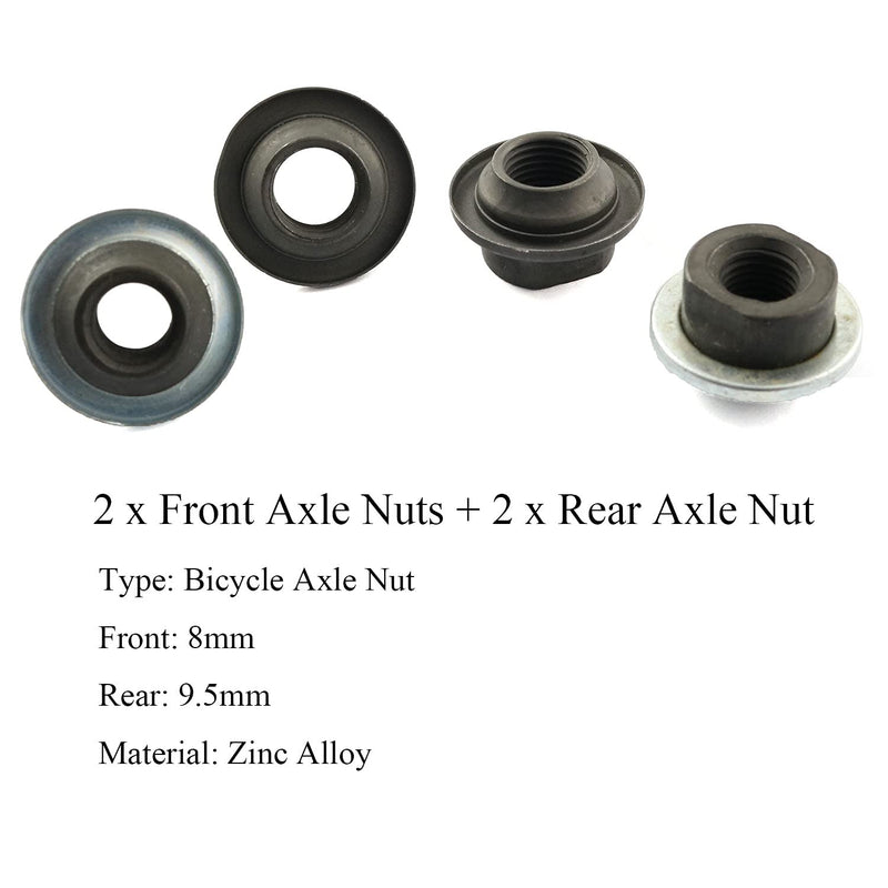 Pro Bamboo Kitchen 4pcs Bike Bicycle Front/Rear Axle Nuts Hub Nuts Cone Nuts Dust Protector 8mm Front Axle Nut 9.5mm Rear Axle Nut - BeesActive Australia