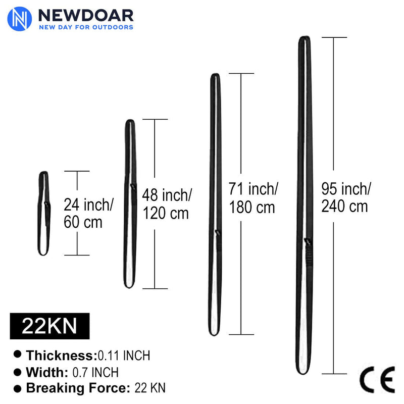 NewDoar Climbing Sling 16mm Nylon Sling Runners 22KN 4840LB Climbing Utility Cord Rock Climbing, Creating Anchors System, Rappelling Gear, Perfect for Tree Work black 24"/60cm/1pcs - BeesActive Australia