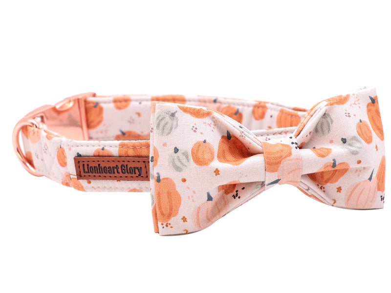 Lionheart glory Premium Dog Collars, Bowtie Dog Collar, Adjustable Heavy Duty Dog Collar with Bow for Small Medium Large Dogs Collar&Bow-S A:1Halloween pumpkin - BeesActive Australia