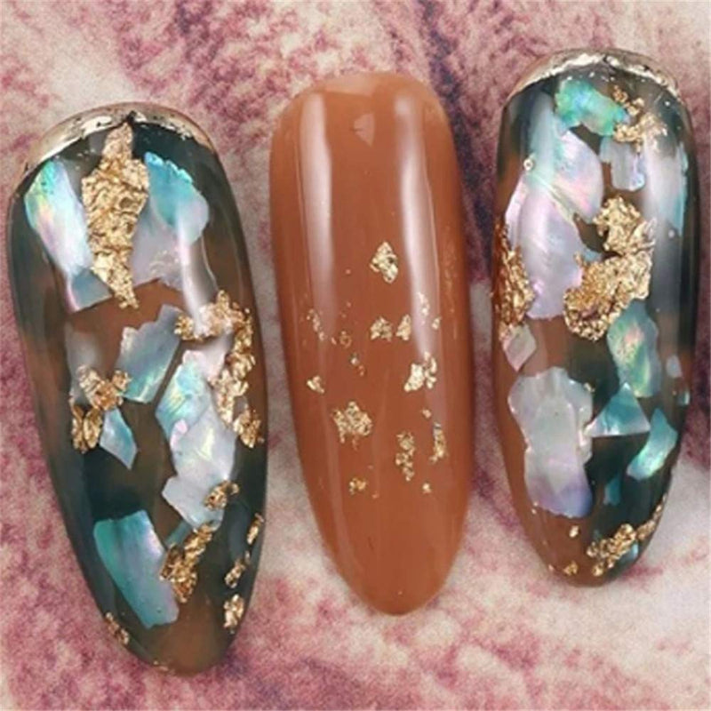 Nail Art Shell Slices, 12 Boxes Colorful Irregular 3D Nail Abalone Slices Nail Art Shell Stones Nail Sequins Decoration - BeesActive Australia