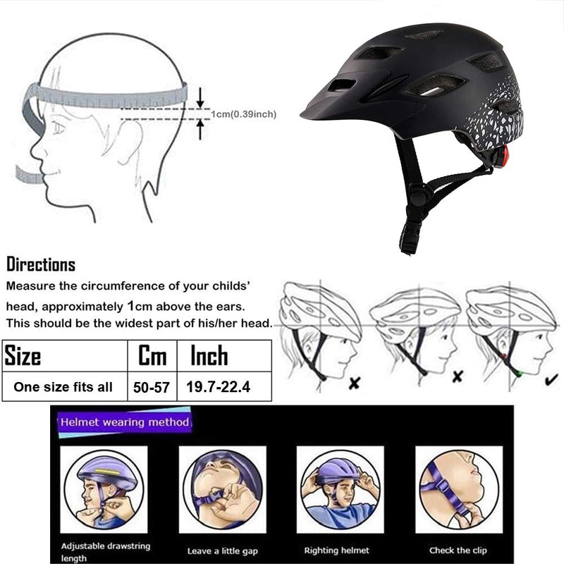 Bavilk Kids Bike Helmet Child Youth CPSC Certified Adjustable Multi-Sport Bicycle Cycling Scooter LED Light Detachable Visor Girls Boys Matte BK-04 50-57 cm / 19.7"-22.4" - BeesActive Australia