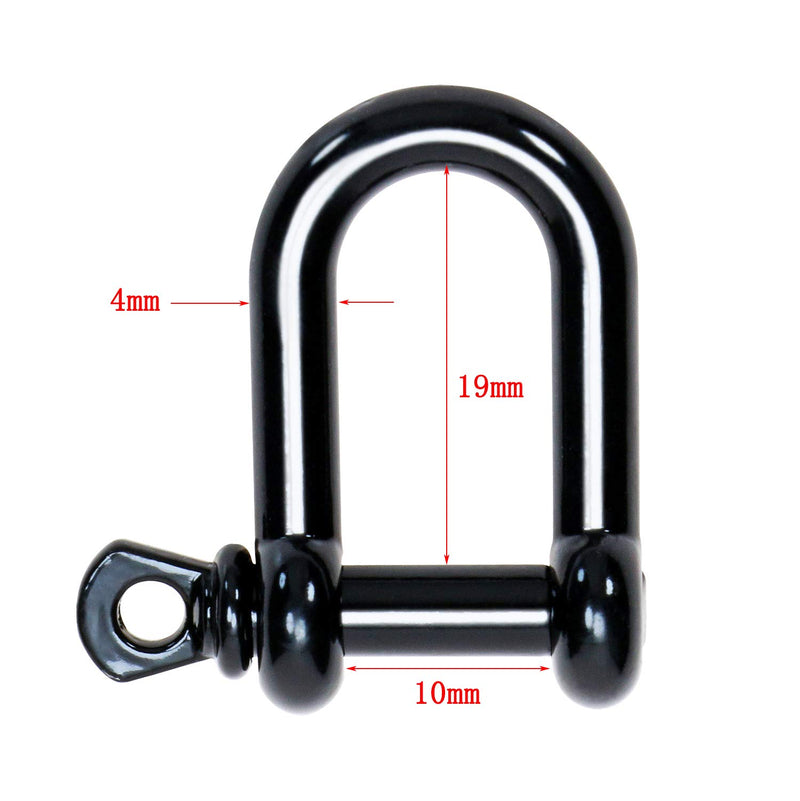 Mini Skater Black U Shape Buckle Heavy Duty D Ring Lock Bow Shackle Wire Rope Fastener Hardware Accessories, 10Pcs - BeesActive Australia