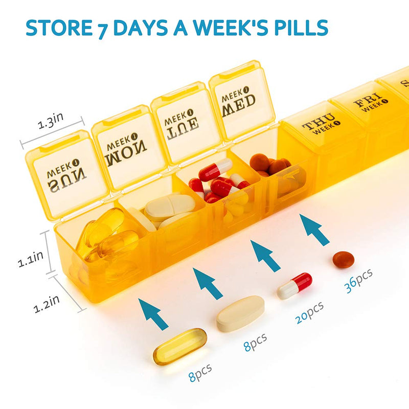 Mossime Large Monthly Pill Box Organiser 4 Week, Pill Boxes 7 Day 1 Times a Day Compartments Tablet Organiser Box 28 Day with Dust-Proof Case Vitamin Meds Supplement Container for Family Multicoloured - BeesActive Australia