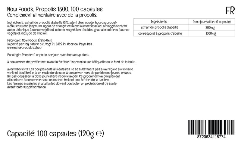 Now Foods, Propolis 1500 (5:1 Extract), Bee Propolis, 100 Capsules, Lab-Tested, Soy Free, Gluten Free, Non-GMO - BeesActive Australia
