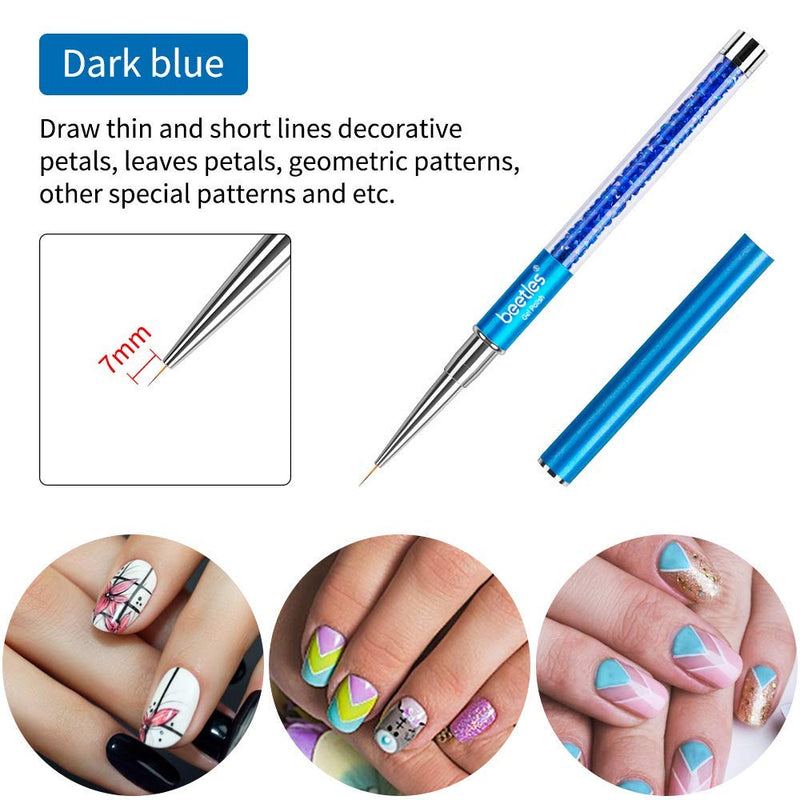 Beetles Nail Art Liner Brushes, Nail Gel Polish Painting Nail Art Design Brush Pen Set Diamond application Rhinestone Handle, Nail Dotting Painting Drawing Pen Size 5/7/9/11/20mm, 5Pcs - BeesActive Australia