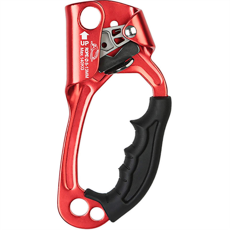 AOKWIT Climbing Ascender, Aviation Light Alloy Rappelling Belay Gear Rock Climbing Tree Arborist SRT Climbing Rope Ascender with Handle Clamp Right Hand Red - BeesActive Australia