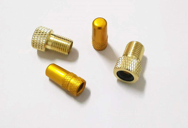 Osymoker Anodized Alloy Presta Valve Caps + Copper Presta to Schrader Bicycle Bike Valve Adaptor Tube Pump Air Compressor Tools Car Converter - BeesActive Australia