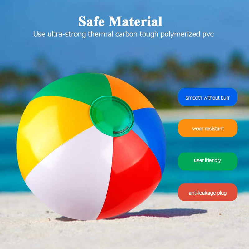 [AUSTRALIA] - Coogam Inflatable Beach Ball Classic Rainbow Color Birthday Pool Party Favors Summer Water Toy Fun Play Beachball Game for Kid Boys Girls 8 to 12 Inches from Inflated to Deflated (10 PCS) 