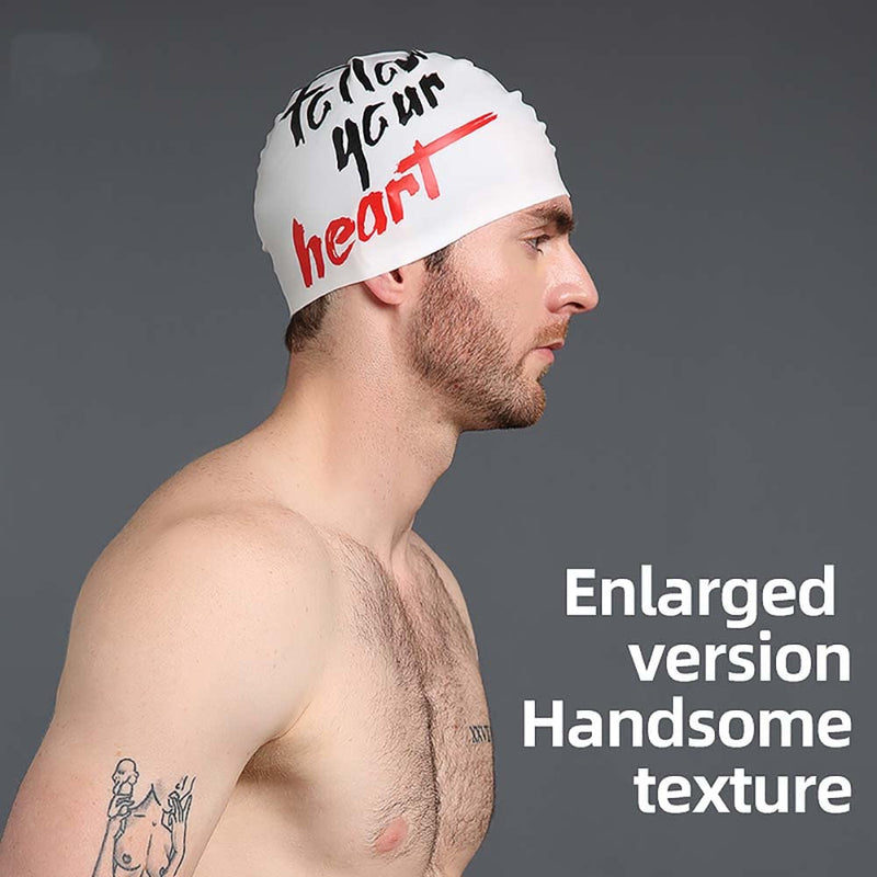 Silicone Swim Cap for Long Hair and Short Hair,3D Soft Stretchable Durable and Anti-Slip to Keep Your Hair Dry,Unisex Bathing Caps Easy to Put On and Off，Adult Swimming Cap Black/White/Red 9.06x7.87(in) - BeesActive Australia