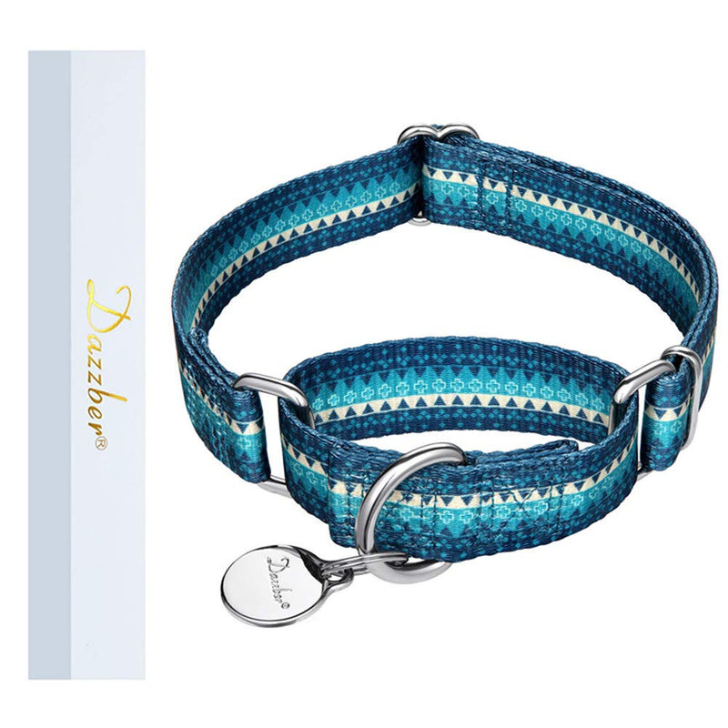 Dazzber Martingale Collar Dog Collar No Pull Pet Collar Heavy Duty Dog Martingale Collars Silky Soft with Unique Pattern for Medium and Large Dogs Medium, 1 Inch Wide Turquoise Green - BeesActive Australia