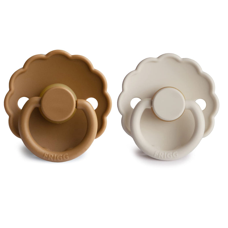 FRIGG Daisy Natural Rubber Baby Pacifier | Made in Denmark | BPA-Free (Cappucino/Cream, 6-18 Months) 2-Pack 6-18 Month Cappucino/Cream - BeesActive Australia