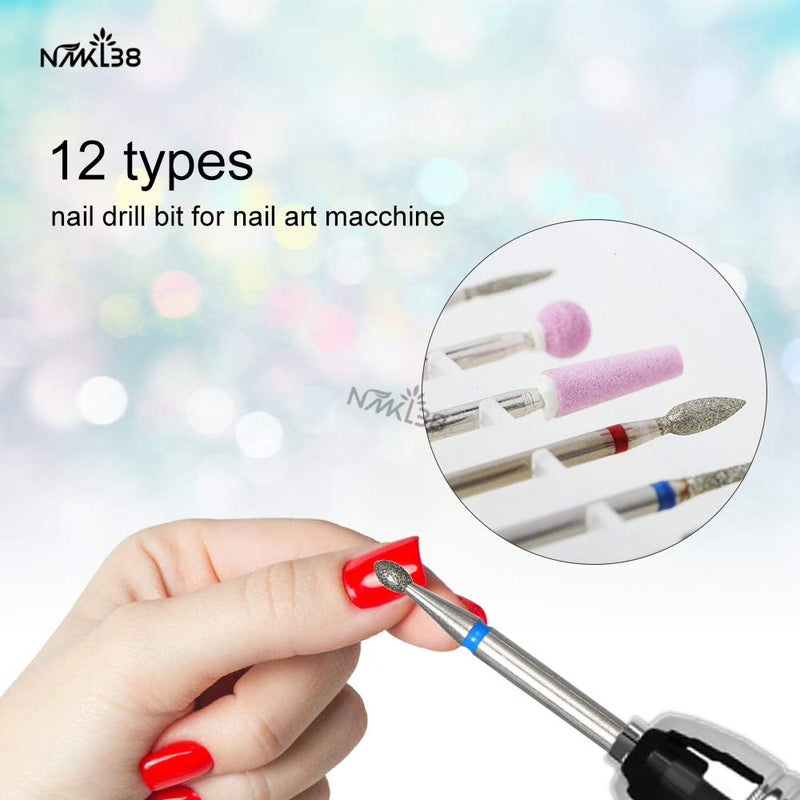 NMKL38 12PCS Cuticle Nail Drill Bits Electric Nail File Burrs Rotary Nail Cleaner Polishing Buffing File Grinder for Nail Salon Manicure Pedicure Tools SET 1 - BeesActive Australia