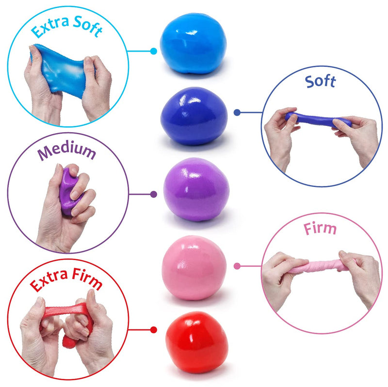 JFA Medical Therapy Exercise Putty 5 Strengths Alternative Colours - Extra Soft, Soft, Medium, Firm, Extra Firm 57g Tubs - BeesActive Australia