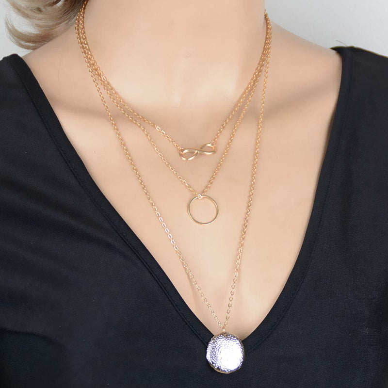 Hannah Boho Coin Layered Necklaces Gold Short Luck Pendant Necklaces Chain Jewelry for Women and Girls - BeesActive Australia