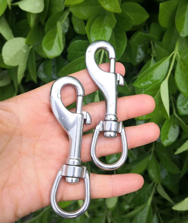 3-1/2 Inch Swivel Eye Bolt Snap Hook Stainless Steel 316 Marine Grade Single Ended Diving Clips for Flagpole/Pet Leash/Camera Strap/Keychains/Tarp Covers/Clothesline -2Pcs - BeesActive Australia