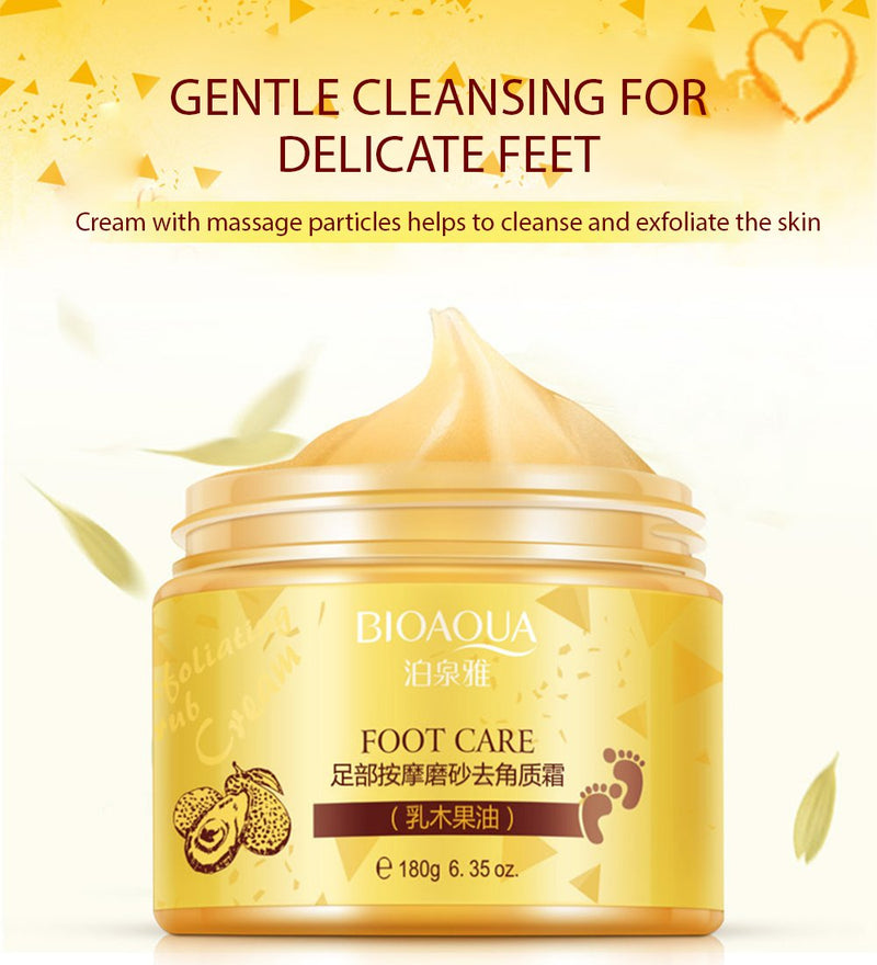 BIOAQUA Foot Care Herbal Massage Scrub-Exfoliating Cream Cleansing Delicate Feet Skin Shea Oil Natural Extracts180g - BeesActive Australia