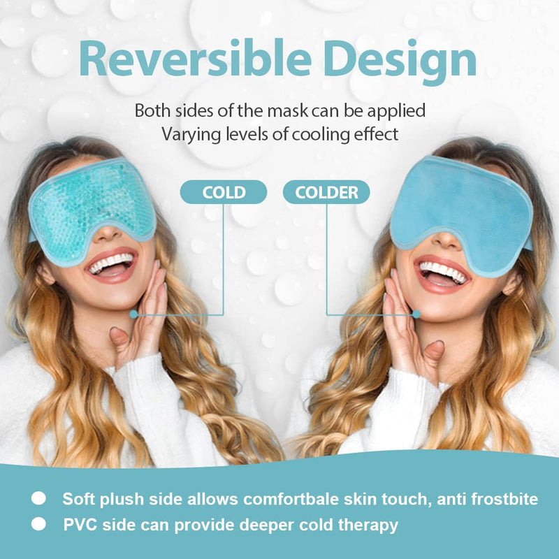 NEWGO Cooling Gel Mask for Puffy Eyes, Reusable Hot Cold Therapy for Migraine, Headache, Dark Circles, Dry/Swollen Eyes, Sinus Pain, Light Blue - BeesActive Australia