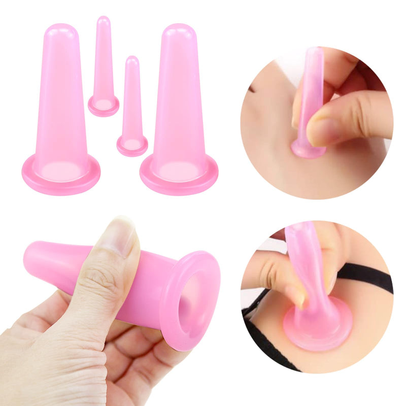 4 Pcs Silicone Facial Cupping Therapy Set Vacuum Massage Cup Kit Body Cupping Cup Set for Face Neck Back Eyes Massage Vacuum Cans Suction Anti Cellulite Massager,Anti-Aging Beauty Tool - BeesActive Australia