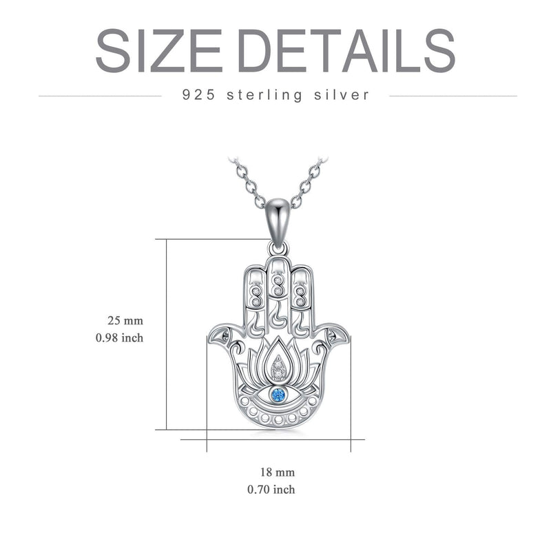 LONAGO Hamsa Necklace 925 Sterling Silver, Fatima Evil Eye Hamsa Hand Pendant Necklace Good Luck Jewelry Gift for Women Girl - BeesActive Australia