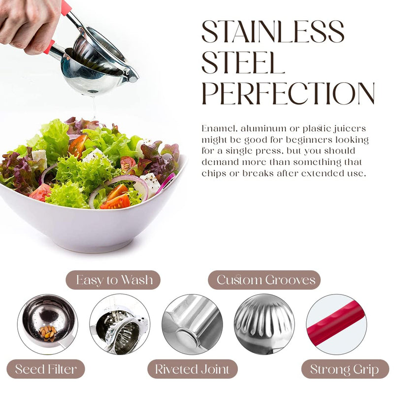 Bellemain Citrus Juicer | Metal Lemon Squeezer | Lime and Lemon Juicer Stainless Steel with Silicone Handles | Manual Juicer, Citrus Squeezer, Hand Held Juicer | Bar Juicer for Bartender Accessories - BeesActive Australia