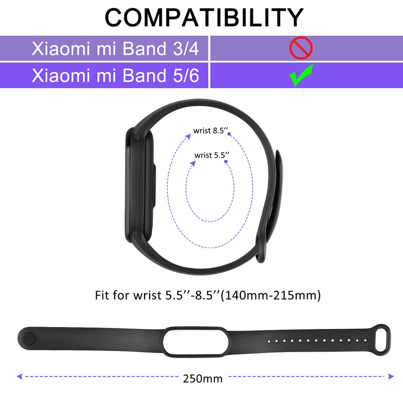 Pack 10 Bands for Xiaomi Mi Band 5 Straps/Xiaomi Mi Band 6 Straps/Amazfit Band 5 Straps, Soft Silicone Replacement Wristbands for Mi Band 5 & Mi Band 6 & Amazfit Band 5 Fitness Tracker (Pack 10) Pack 10 - BeesActive Australia