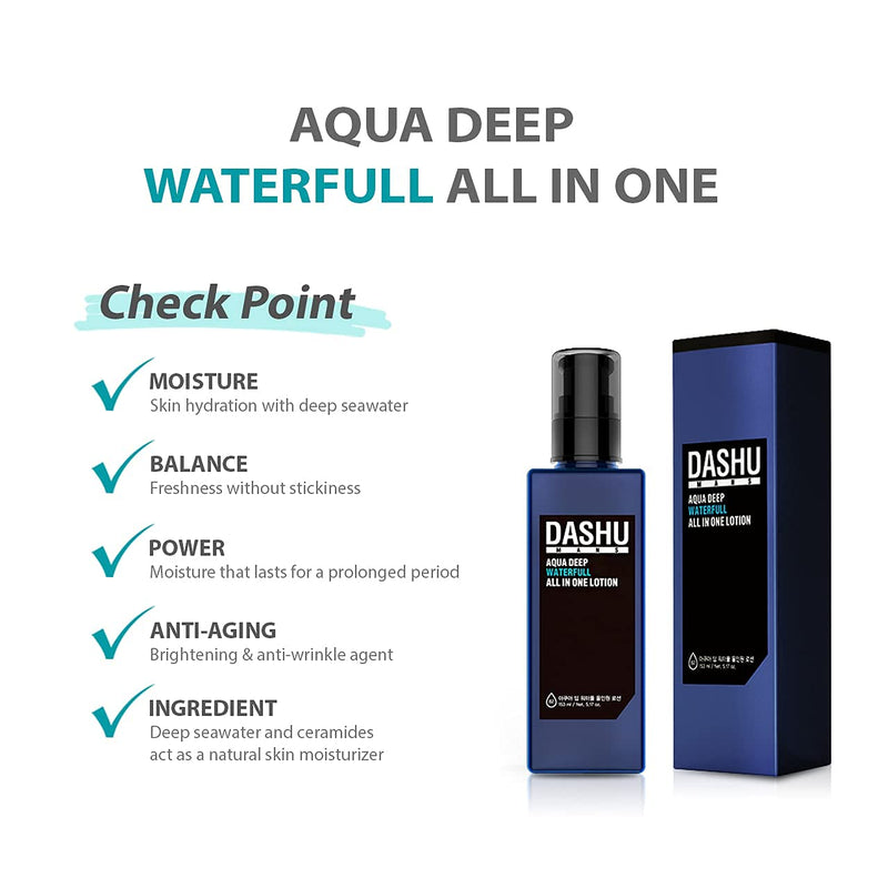 DASHU Aqua Deep Waterfull All in One Lotion for Men 5.17oz – Anti-Wrinkle, Face Moisturizer Lotion - BeesActive Australia