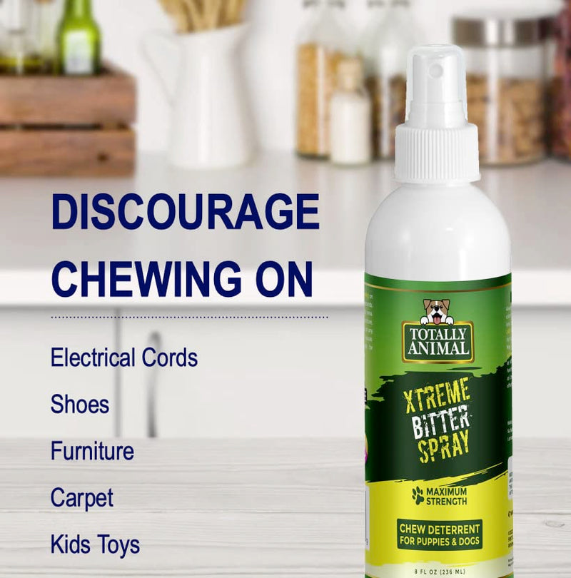Totally Animal Xtreme Bitter Spray Chew Deterrent for Dogs and Puppies | Maximum Strength Alcohol-Free Bitter Apple Alternative | Made in USA - 8 oz - BeesActive Australia