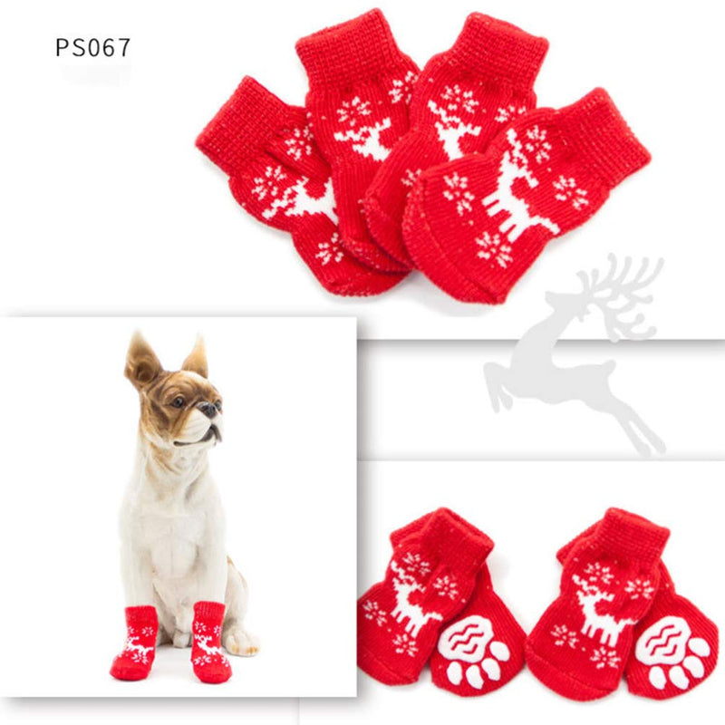 POPETPOP 4 Sets of Pet Dog Puppy Cat Non-Slip Cotton Socks with Christmas Pattern S - BeesActive Australia