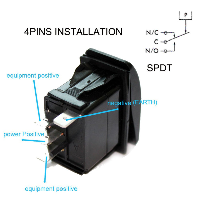 [AUSTRALIA] - X-Haibei Waterproof Rocker Switch 3 Position 12V Spdt On-Off-On 4 Pin Green LED Light for Marine Boat Car 