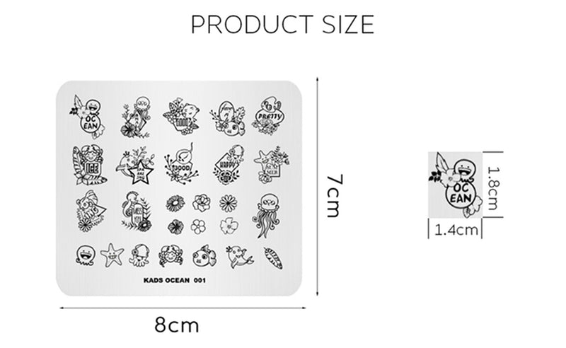 Rolabling Nail Stamping Plate Cute Stainless Steel Nail Printing Plate Nail Polish Transfer Stencil Nail Image Template Nail DIY Tools For Manicure (color-1) color-1 - BeesActive Australia