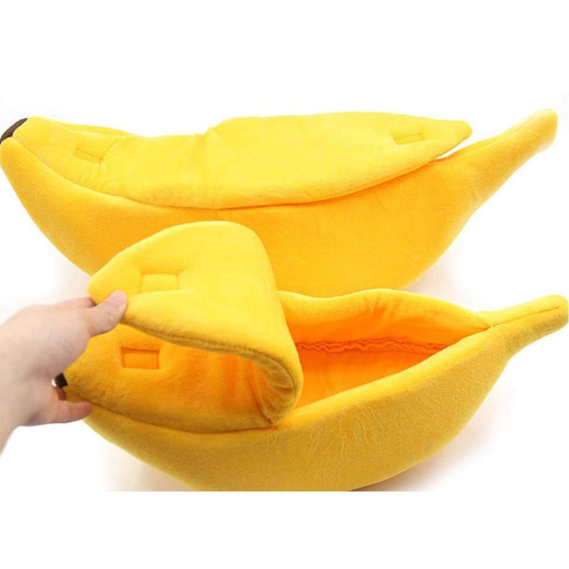 SEIS Winter Cat Banana Bed Dog House Warm Boat Pet Sleep Nest Cotton Cushion Coral Fleece Dog Pad Cat Mat Medium - BeesActive Australia