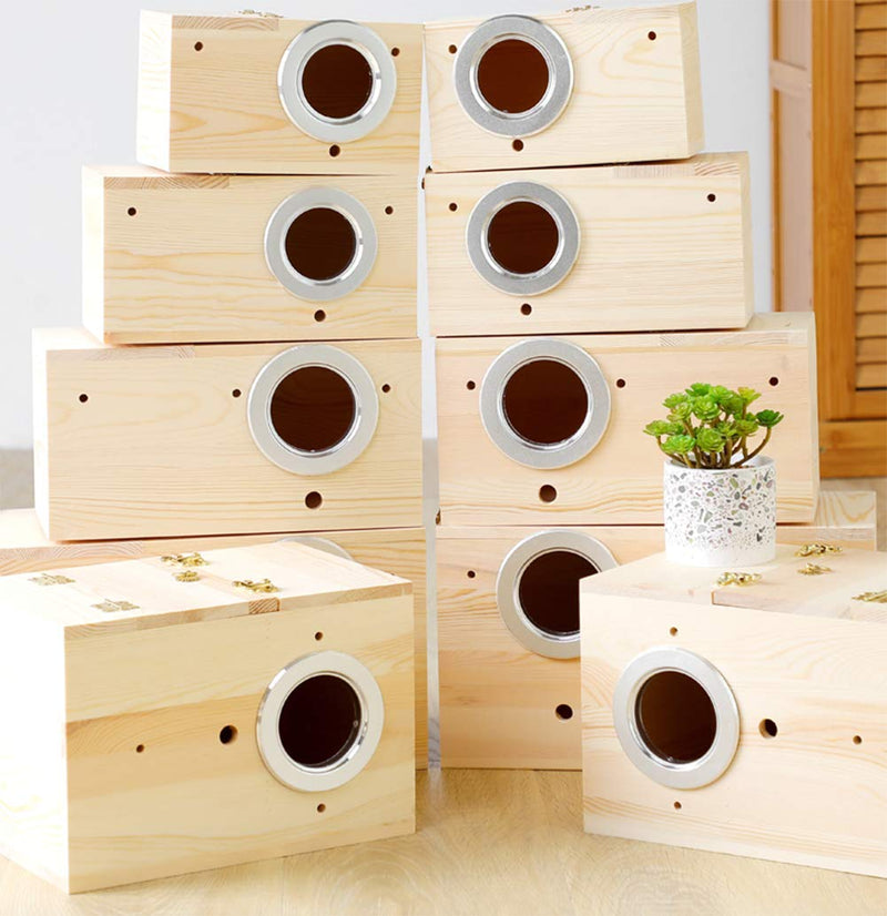 YJJKJ Pine Wood Parakeet Nest Box Bird House Budgie Breeding Mating Box for Lovebirds Cockatiel Parrotlets Medium - BeesActive Australia
