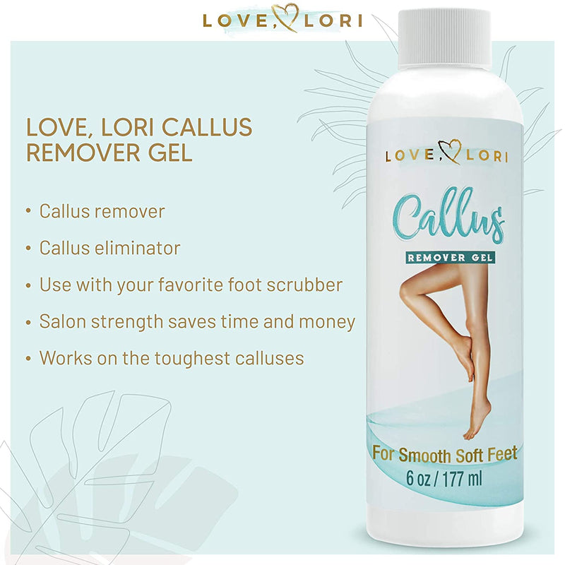 Foot Callus Remover Gel 6oz By Love, Lori – Callus Remover For Feet & Cracked Heel Repair – Exfoliator & Dead Skin Remover For Soft Feet - Professional Pedicure Results At Home - BeesActive Australia
