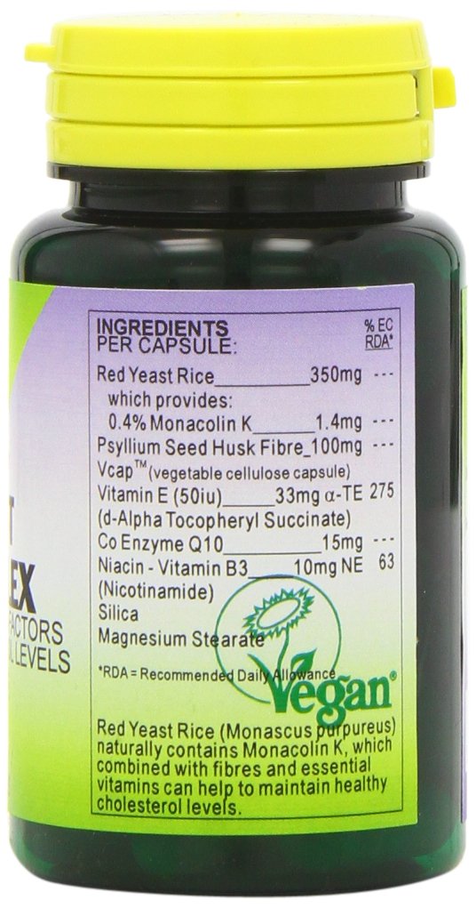 Health Plus Red Yeast Rice Complex Heart Health and Cholesterol Lowering Supplement - Pack of 60 Gelatin Free Capsules - BeesActive Australia
