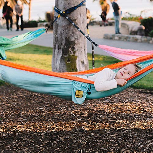 Wise Owl Outfitters Kids Hammock for Camping The Owlet Kid Child Toddler or Gear Sling Hammocks - Perfect Small Size for Indoor Outdoor or Backyard - Portable Parachute Nylon - 3 Colors! Ow Cloud Blue & Tangerine - BeesActive Australia