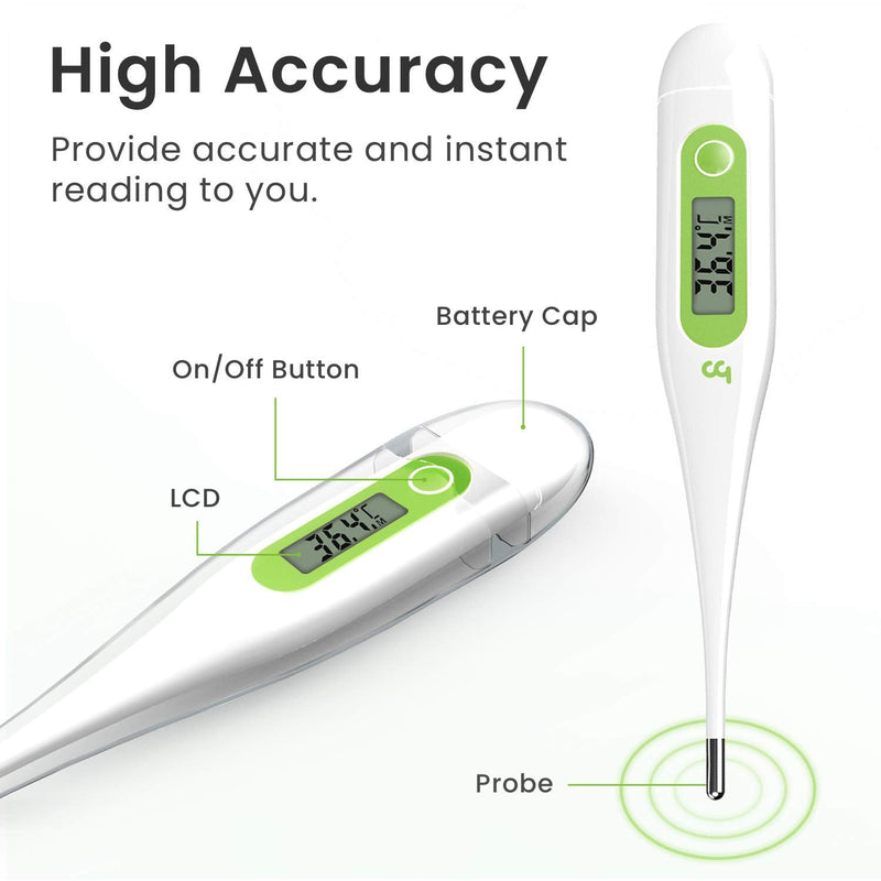 Femometer Digital Thermometers, Oral Thermometer Adults Kids Babies, Accurate Switchable Body Temperature Thermometer, Green - BeesActive Australia