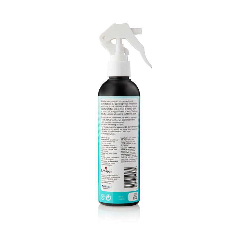 NatraSan Antiseptic Spray (250 ml) – Hypochlorous Medical-Grade Skin and Surface Sanitiser, Disinfectant – Alcohol-Free, for Hands, Skin, Tattoo & Piercings, Surfaces, Baby Items & More 250 ml (Pack of 1) - BeesActive Australia