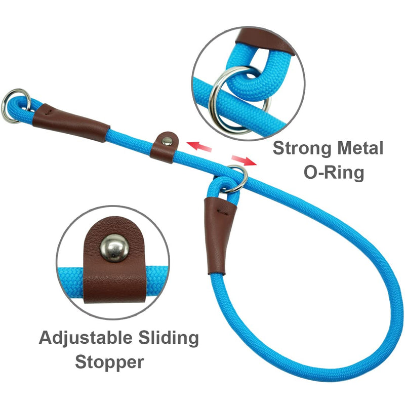 MayPaw Slip Lead Dog Collar + 12 Inch Short Dog Leash Blue - BeesActive Australia