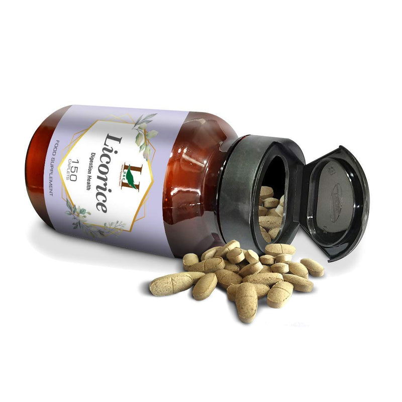 H&C Licorice Caplets/Tablets (Glycyrrhiza Glabra) - 750mg, 150 Caplets | for Healthy Digestive Function & Improves Respiratory System 750mg Caplets - BeesActive Australia