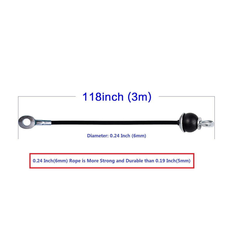 KORIKAHM Fitness Pulley Cable 118/157 / 197/236 Inch, LAT Pulldown Cable Replacement Gym Thick 6mm for Pulley System Cable Machine Accessories, PU Coating Steel Wire Rope with Stopper Ball Cable with Ball 118.0 Inches - BeesActive Australia