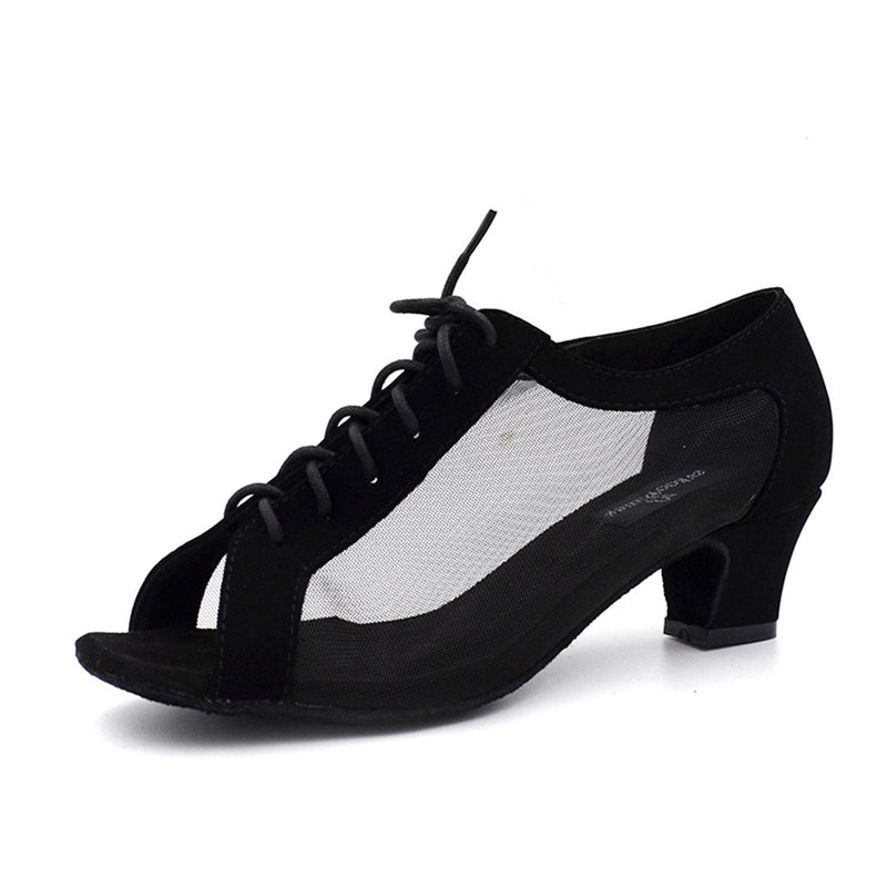 [AUSTRALIA] - Comfortable Low Heel 1.5" Black Khaki Professional Latin Ballroom Dance Shoes Women L-030 7.5 