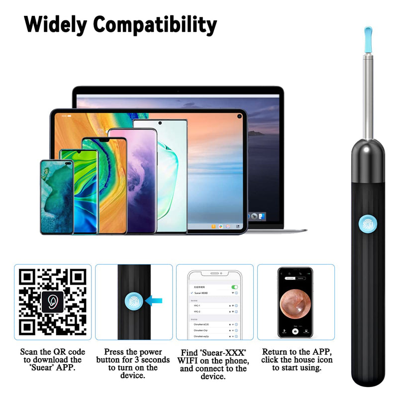 Ear Wax Remover TODEHI 1080P FHD Wireless Ear Wax Removal Kit WiFi Ear Cleaner Camera with 6 LED Lights, Visual Ear Otoscope for Adults, Kids & Pets - BeesActive Australia