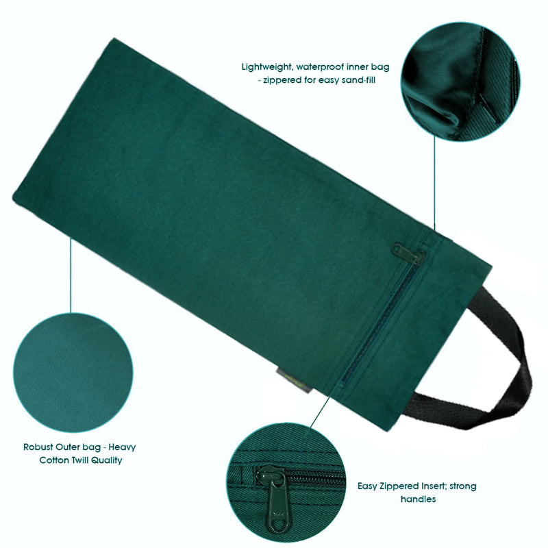 Yoga Sand Bag - Cotton Unfilled for Yoga Weights and Resistance Training, Lotus Design Bottle Green - BeesActive Australia