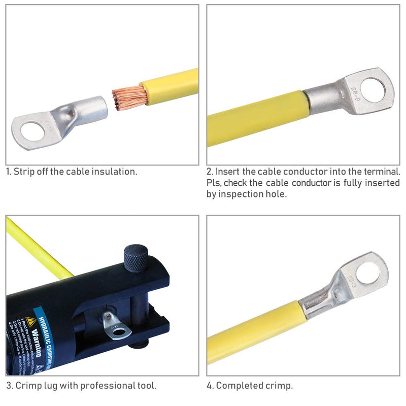 [AUSTRALIA] - ELECFUN 56pcs Battery Cable Ends 8-4 AWG Heavy Duty Wire Lugs Tinned Copper Battery Cable Ends Tubular Ring Terminal Connectors with Sight Hole 