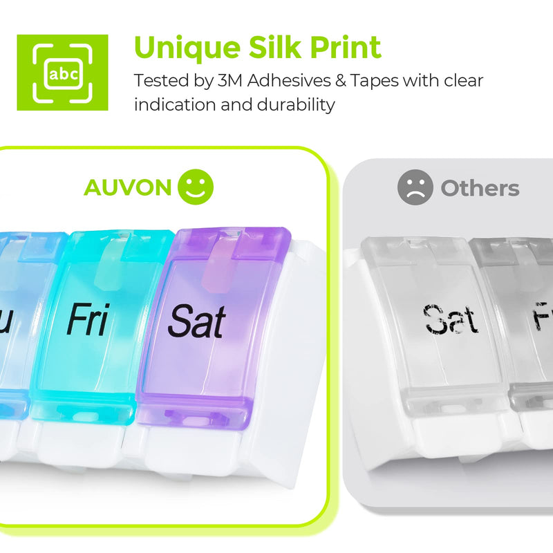 AUVON Weekly Pill Box Organiser, BPA Free Travel Pill Boxes 7 Day 1 Times a Day with Unique Spring Assisted Open Design and Large Tablet Box to Hold Vitamins, Cod Liver Oil, Supplements and Medication A-white - BeesActive Australia